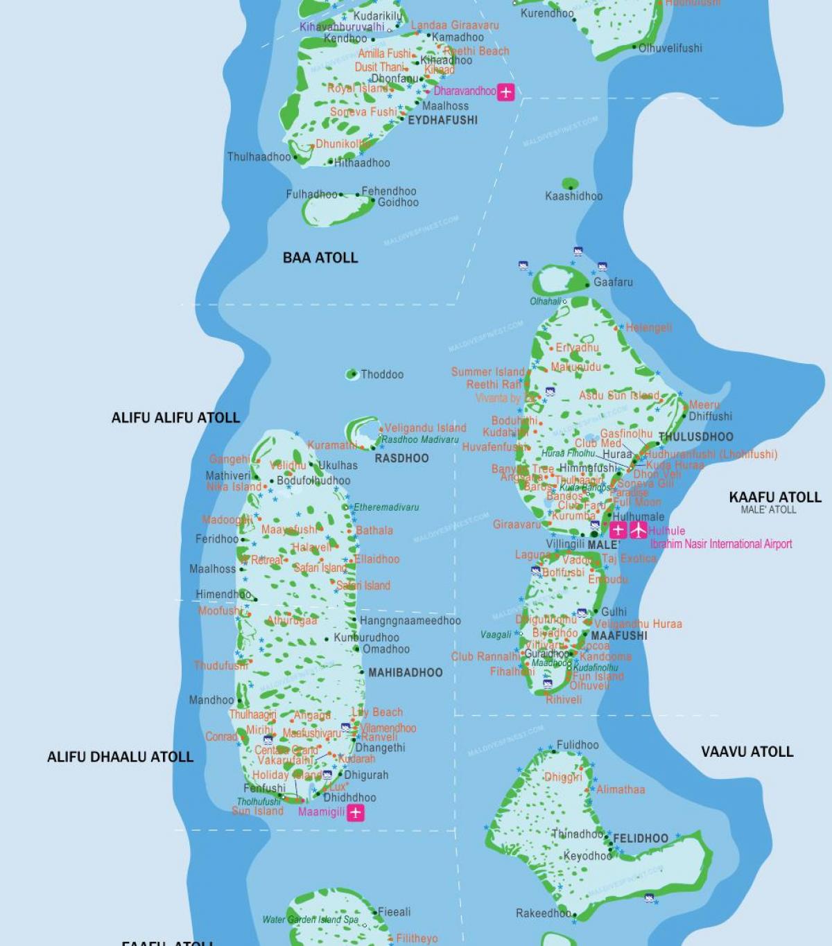 maladewa bandara peta