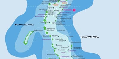 Peta dari maladewa dan negara-negara sekitarnya